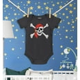 thumbnail image 3 of Shop4Ever Pirate Skull and Crossbones Baby's Bodysuit Infant Cotton Romper 24 Months Black, 3 of 5