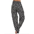 thumbnail image 3 of DYMADE Women Plus Size Solid Color Casual Holiday Pockets Wide Leg Loose Polka Dot Printed Pants, 3 of 4