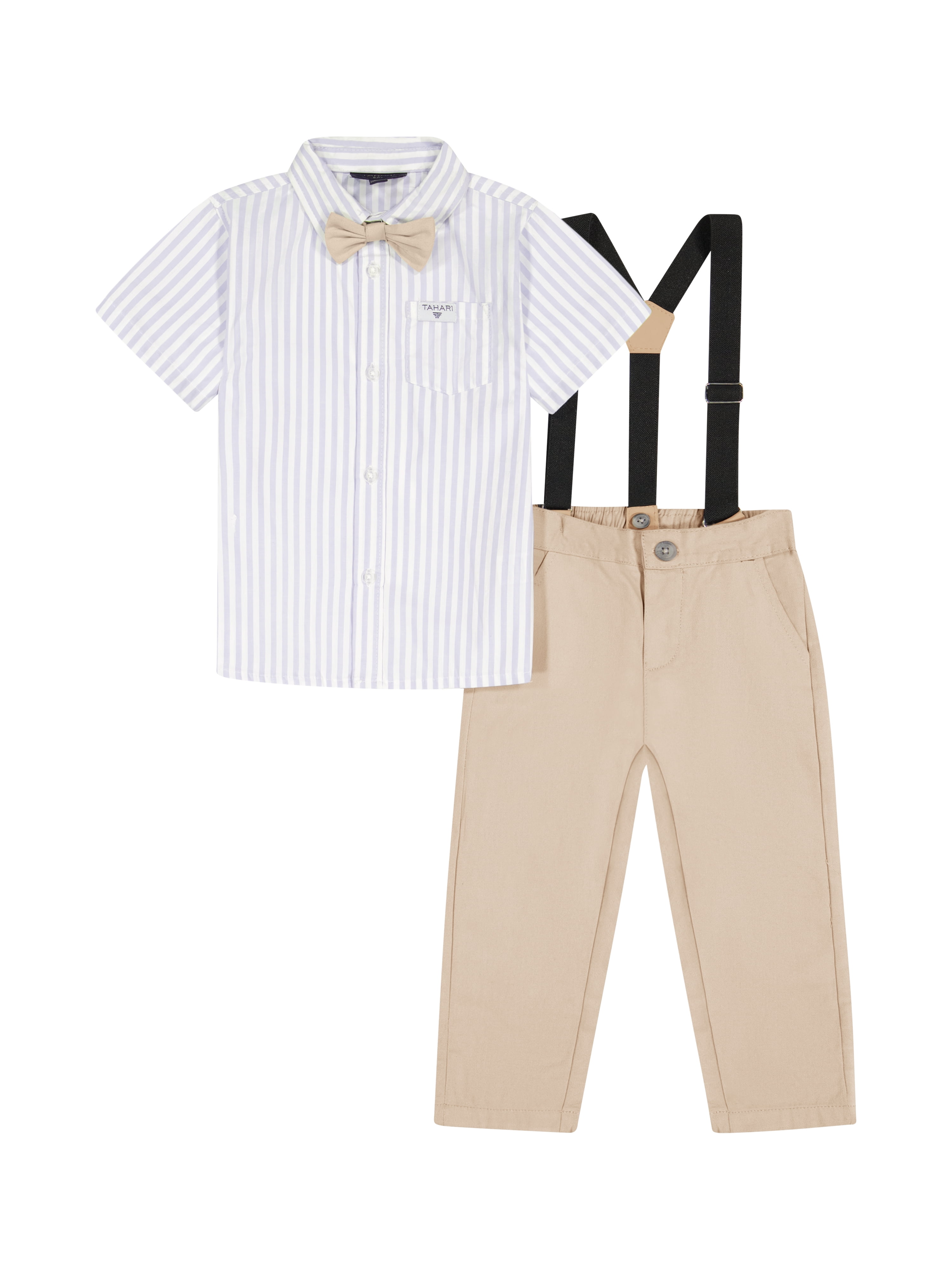 Tahari Toddler Boy Blue Bow Tie & Suspender Pant Set, Size 2T-4T