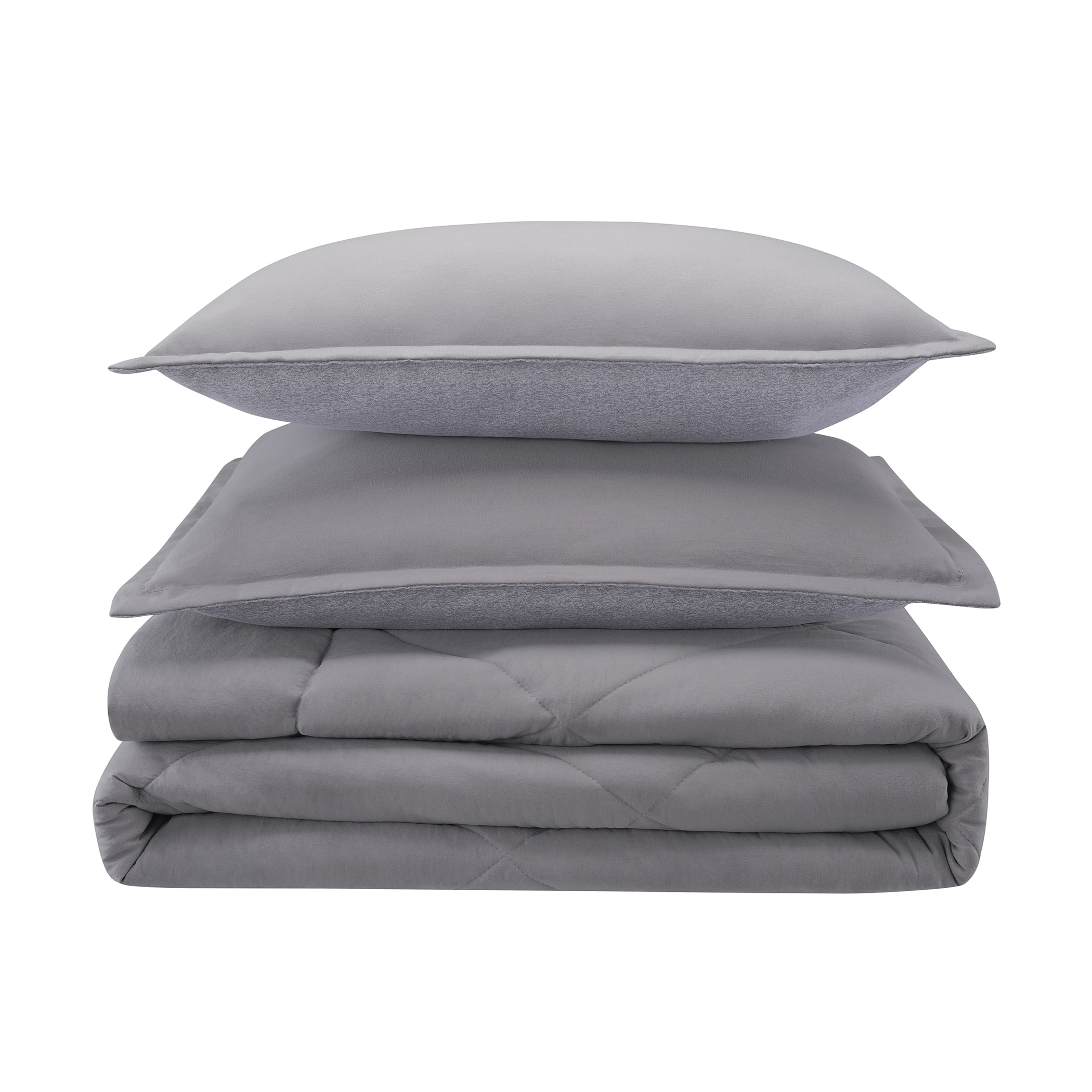 Serta Supersoft Dark Gray Solid Reverse to Print Comforter Set, Full/Queen (3-Pieces)