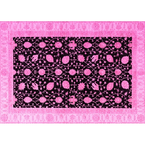 Ahgly Company Indoor Rectangle Oriental Pink Modern Area Rugs, 3' x 5'