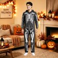 thumbnail image 5 of YUEHUA Men & Women Hooded Onesie, Unisex Front Zipper Halloween Loungewear, Smiling Pumpkin Face Graphic Fluffy One Piece Night Suit with Pockets, 5 of 10