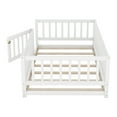 thumbnail image 6 of Montessori Floor Bed, Kids Bed Frame, Low Profile Toddler Bed with Removable Slats and Safety Door, Wood Bed Frame for Kids Boys Girls, Twin White, 6 of 11