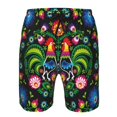 thumbnail image 4 of Kdxio Roosters and Flowers Pattern Mens Casual Shorts - Drawstring Summer Beach Sports Shorts for Men, 4 of 9