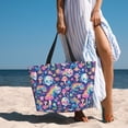 thumbnail image 6 of Qekee mushroom Skull rainbow color Beach Bag for Women Oversized beach tote Camping Bag with Zipper Pockets Swimming Bag Gym Bag, Waterproof for Vacation Travel, 6 of 7