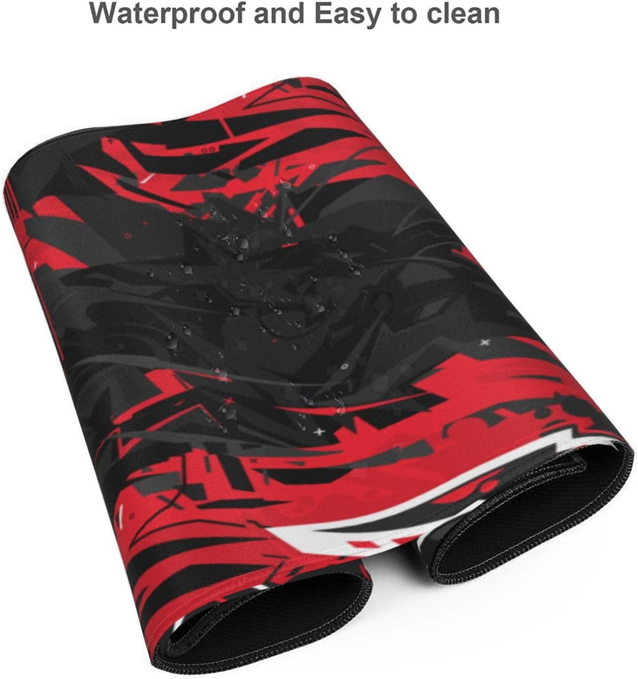 Red Black Gaming Mouse Pad Desk Pad XXL 35.4×15.7 Inch Abstract Graffiti Geometric Cool Extended Mousepad 40X90cm with Non-Slip Rubber Base Stitched Edge Large Desk Mat for Gamer Office Home Work