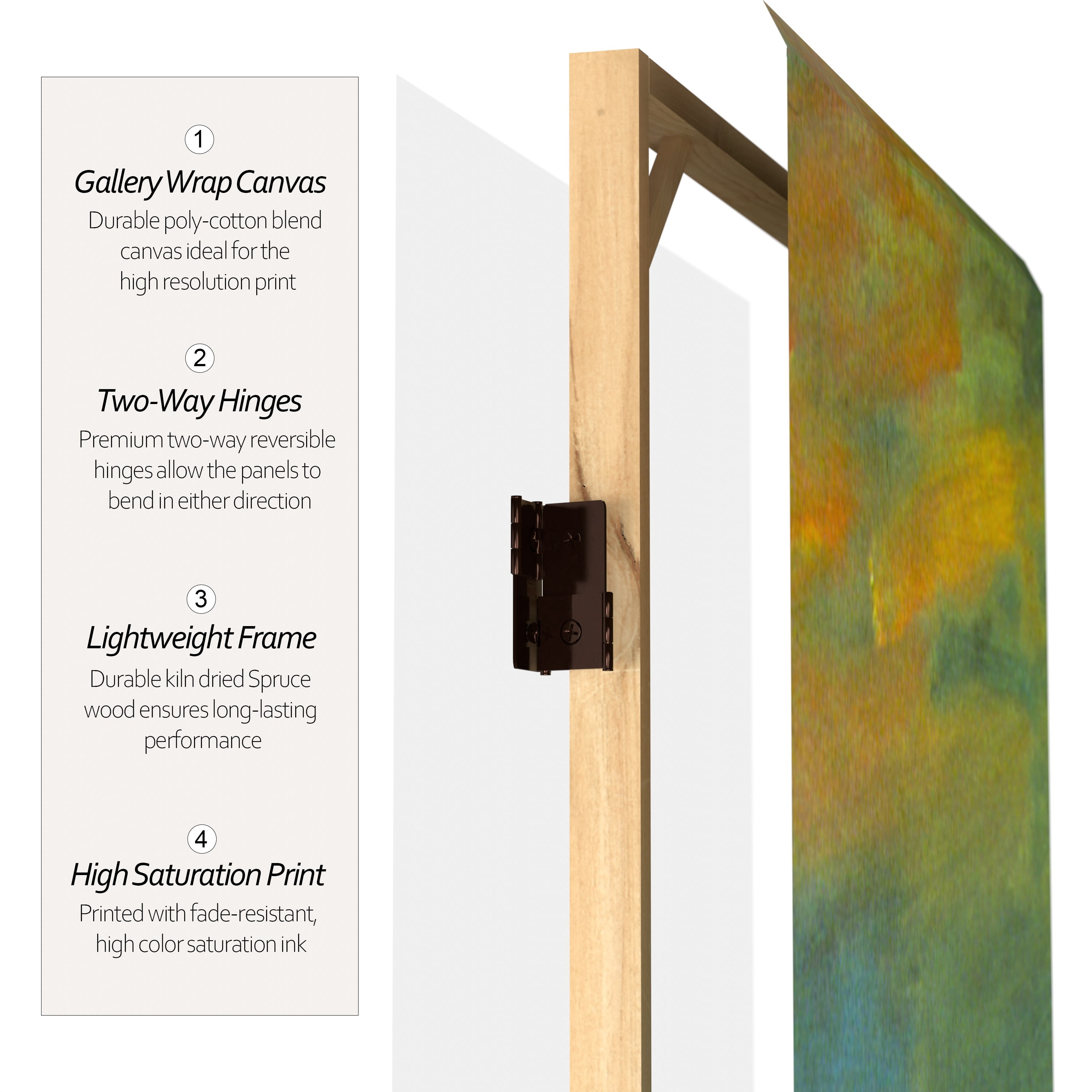 Red Lantern 4 ft. Short Monet Canvas Folding Screen - Impression Sunrise/Houses of Parliament
