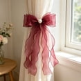 thumbnail image 5 of Lace Bow Curtain Tiebacks, Silky Ribbon Bowknot Curtain Holdbacks for Sheer Curtains, Decorative Curtain Accessories for Bedroom Living Room Wedding Decor (2 Pack, Deep Purple), 5 of 7