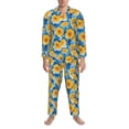 thumbnail image 3 of Daiia Blue Ocean Wave Sunflower for Men's Long-Sleeved Pajama Set – Soft & Comfortable Sleepwear Button-Up Pajamas Cozy Lounge Wear-XX-Large, 3 of 7