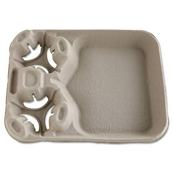 StrongHolder Molded Fiber Cup/Food Tray, 8 oz to 44 oz, Two Cups   Food Tray, Beige, 100/Carton | Bundle of 2