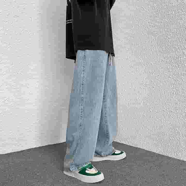 Light Blue Men'S Fashion Big Loose Relaxed Fit Straight Leg Light Blue Men'S Fashion Big Loose Relaxed Fit Straight Leg