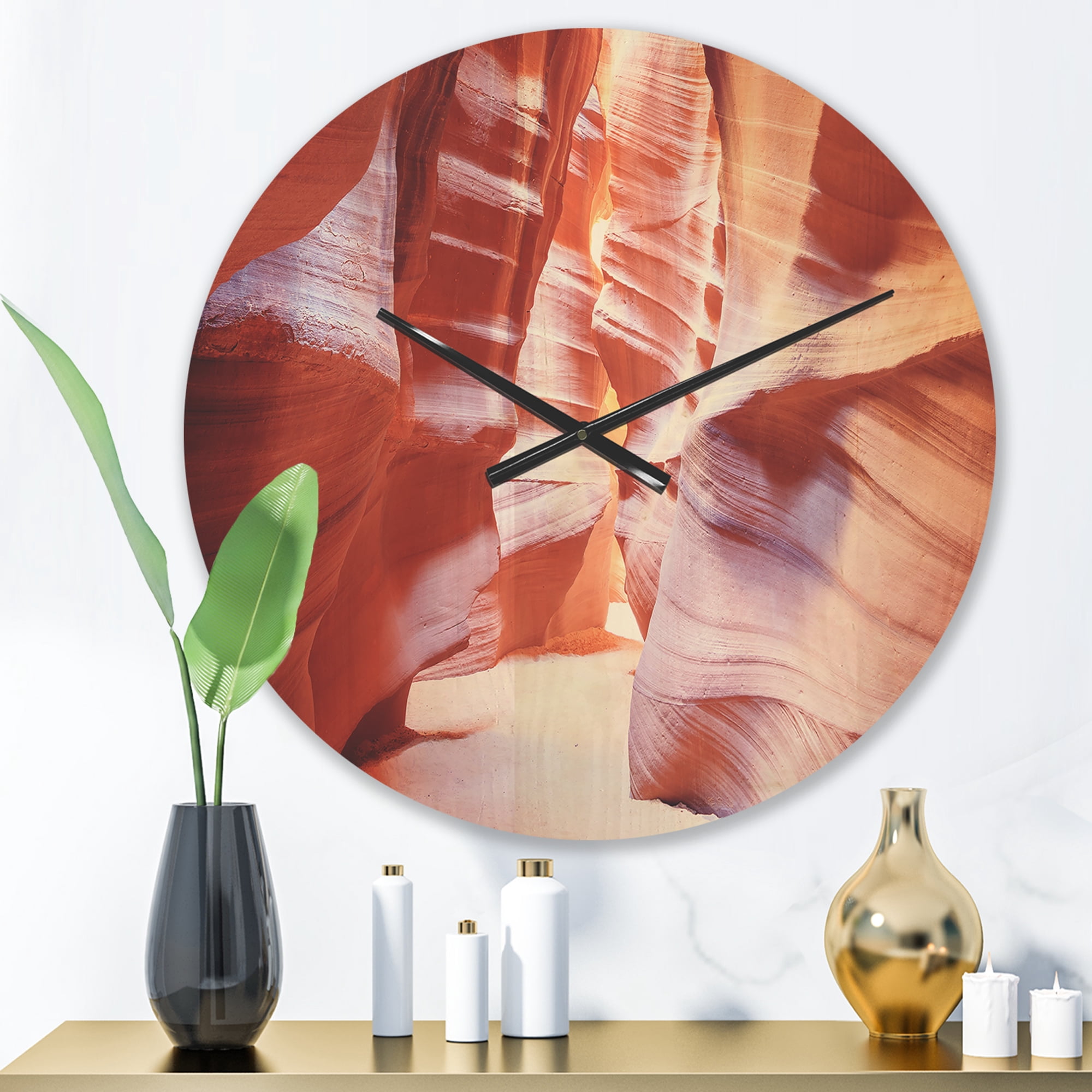 Designart 'Antelope Canyon Panoramic View' Modern Wood Wall Clock