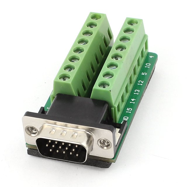 Unique Bargains D-SUB DB15 VGA Mâle 3Row 15Pin aux Connecteurs de Carte de Sortie de Terminal
