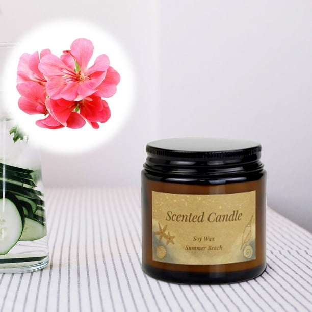 Vela perfumada de cera de soja con adornos de vidrio, caja de regalo, estilo Ins, botella marrón, taza para vela de aromaterapia, vela de aromaterapia de playa de verano