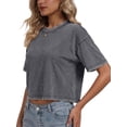 thumbnail image 3 of Sundazz Cropped T shirts for Women Oversized Vintage Cotton Tee Short Sleeve Summer Tops Casual Shirts, 3 of 8
