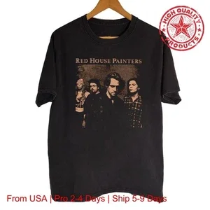 T-Shirt Peintres Red House Coton Noir Slowcore Indie Rock Groupe Tee P-4TG