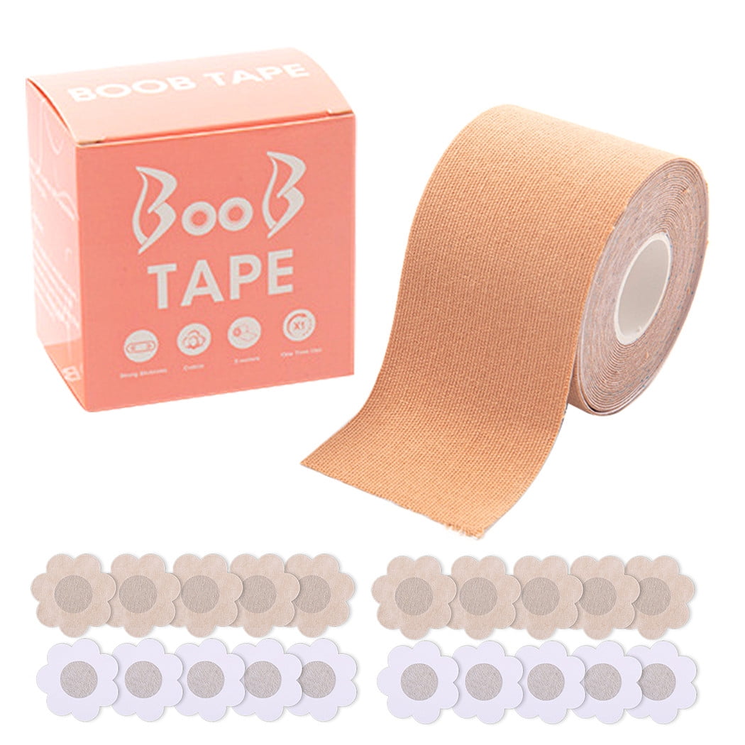 Breast Lift Tape Long Adhesive Chest Tape Nipple Tape with 10 Pairs