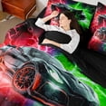 thumbnail image 4 of Castle Fairy Racing Car Bedding Comforter Set,Red Green Lightning King Bedding Sets, 4 of 8