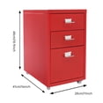 thumbnail image 2 of Red Cold-Rolled Steel 28x41x69cm 3-Layer Filing Cabinet Wheeled Locker With Lock Office File Storage Cabinet, 2 of 12