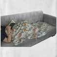 thumbnail image 6 of Fox Soft Flannel Fleece Throw Blanket, Woodland Animals in Flower Field Nursery Cartoon Sleeping Forest Fauna, Cozy Plush for Indoor and Outdoor Use, 50" x 70", Orange Pale Sage Green, by Ambesonne, 6 of 6