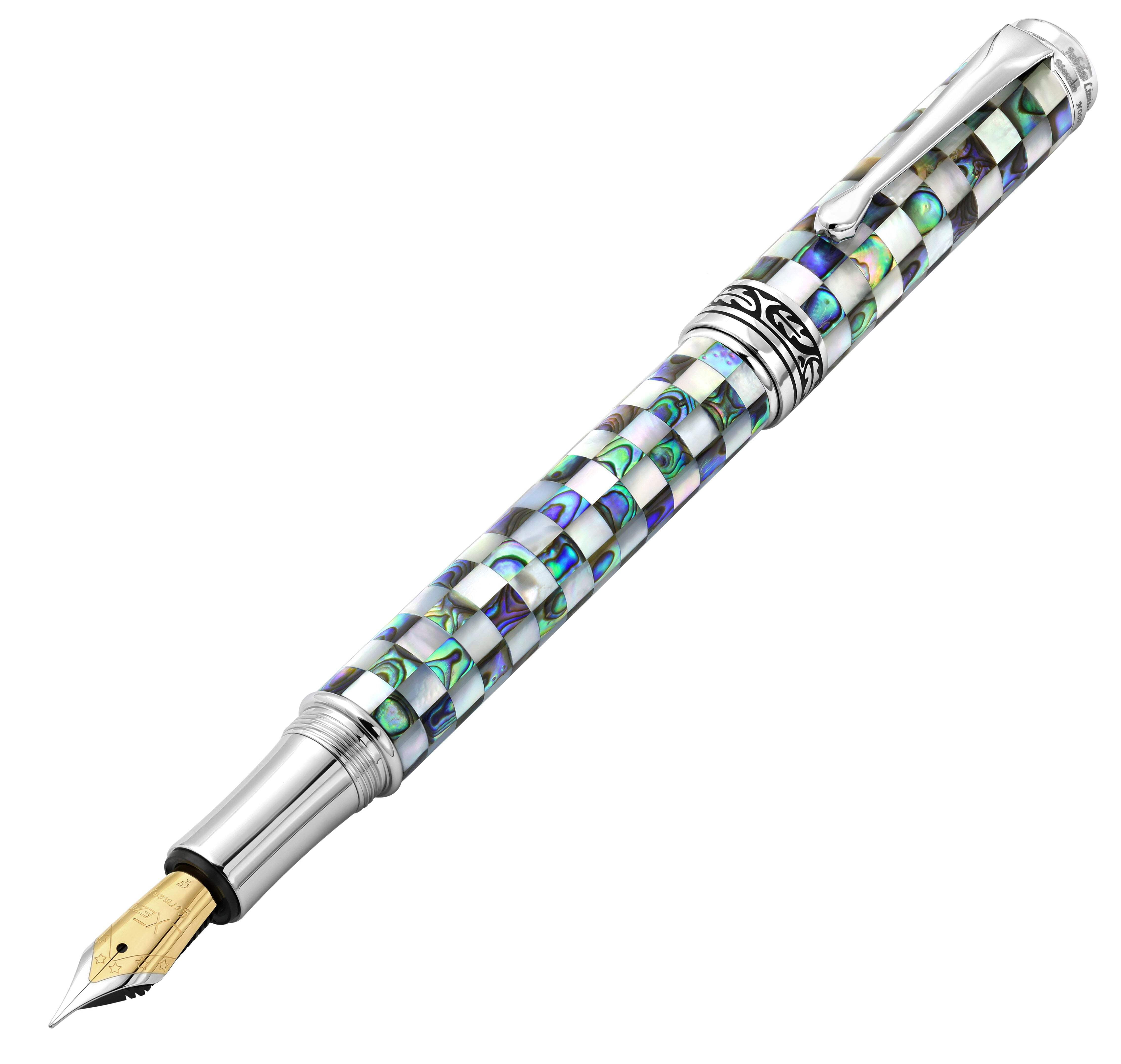 Xezo Xezo Maestro® Jubilee Classic of The Ocean Fountain Pen (Fine/Extra Fine Nib) - Paua Abalone  Oceanic White Mother of Pearl