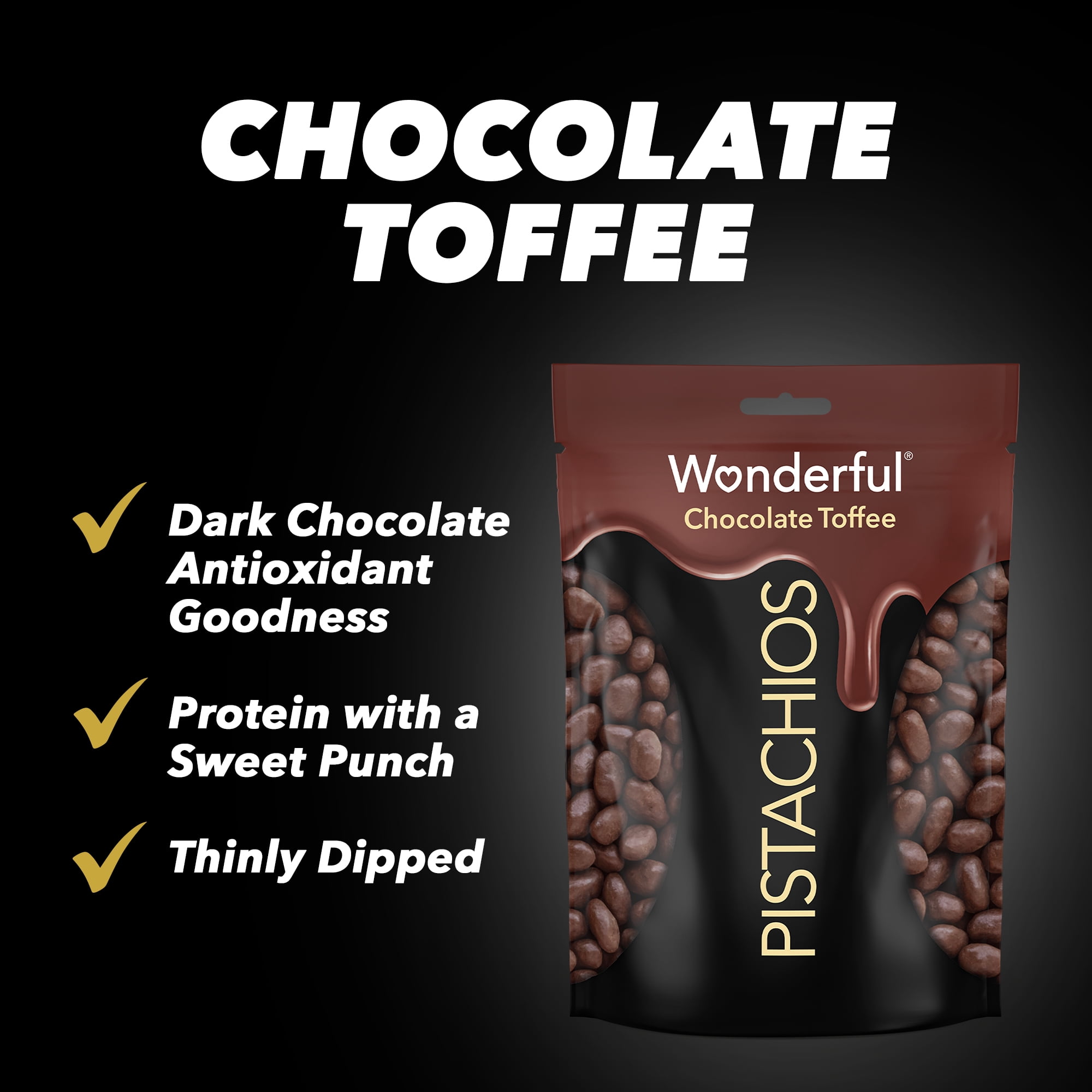 Wonderful Pistachios Chocolate Toffee, 4 Ounce Resealable Bag