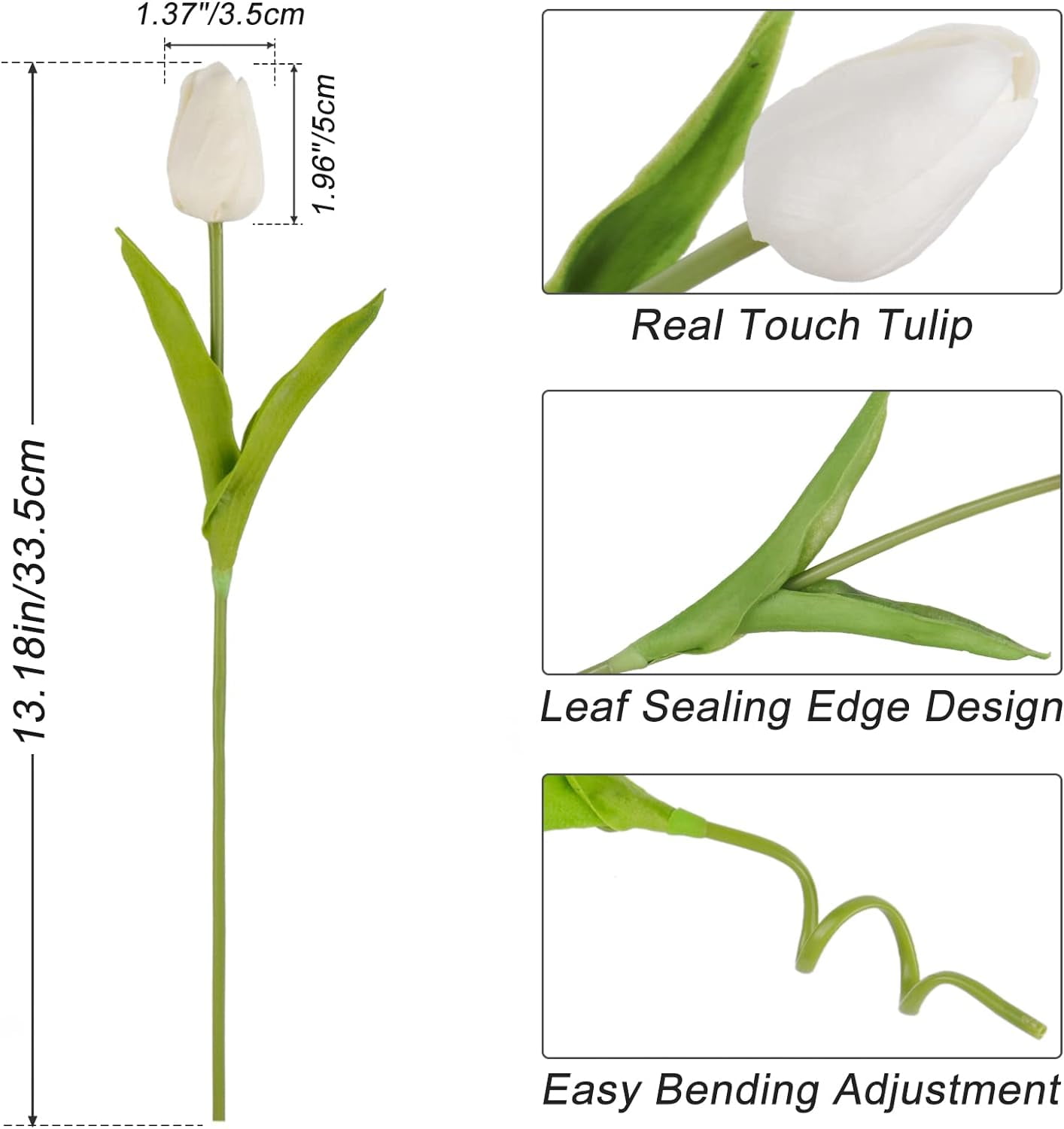 Tulips Artificial Flowers 20 Pcs Yellow Fake Tulip Stems Real Touch PU Tulips for Easter Spring Wedding Bouquet Home Centerpiece Floral Arrangement Table Décor