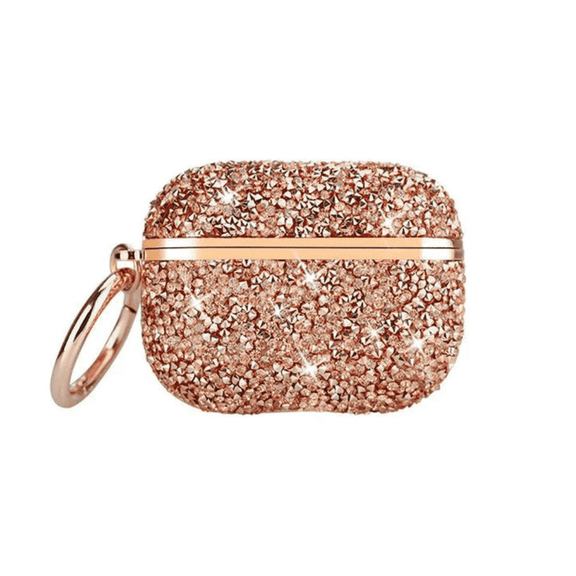 Entronix Diamond Case Compatible with AirPods 4th Gen, Bling Cute Cover with Carabiner, Rose Gold