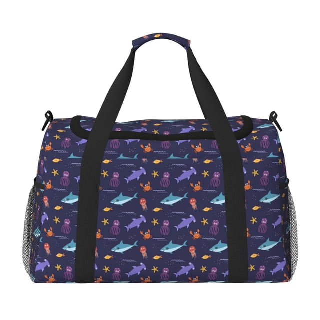 Disketp Cute Shark Bolsa de Viaje Tipo Duffle, Bolso de Mano para Fin de Semana para Mujer, Bolsa de Gimnasio Ligera para Hombre, Esencial para Viajes