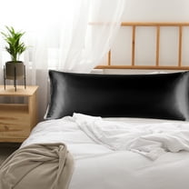 PiccoCasa1 PC Satin Body Pillowcases Soft with Envelope Black 20"x60"