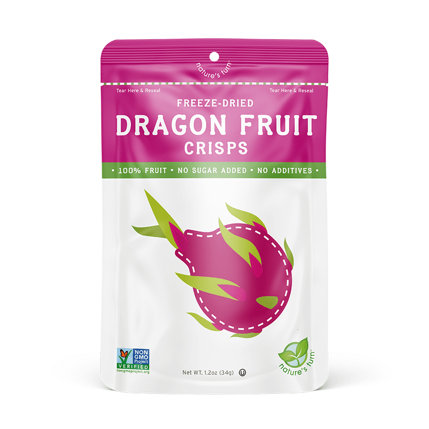 Nature’s Turn Freeze-Dried Dragon Fruit Crisps, No Added Sugar, Healthy Natural Fruit Crisp Snack for School Lunches, 12 Pack (0.53 oz Each)