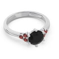 thumbnail image 3 of 2.15 Ct Latest Round Cut Black Onyx & Garnet Gemstone Bridal Ring for Ladies Solid 18K White Gold Size 3.5 by Diamond-Capitals, 3 of 7