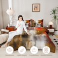 thumbnail image 3 of Manfei Abstract Oil Painting Twin Comforter Sets, Red Brown Brushstroke Bedding Set, Red Brown, Black Reversible 2pcs, 1 Comforter and 1 Pillowcase, 3 of 6