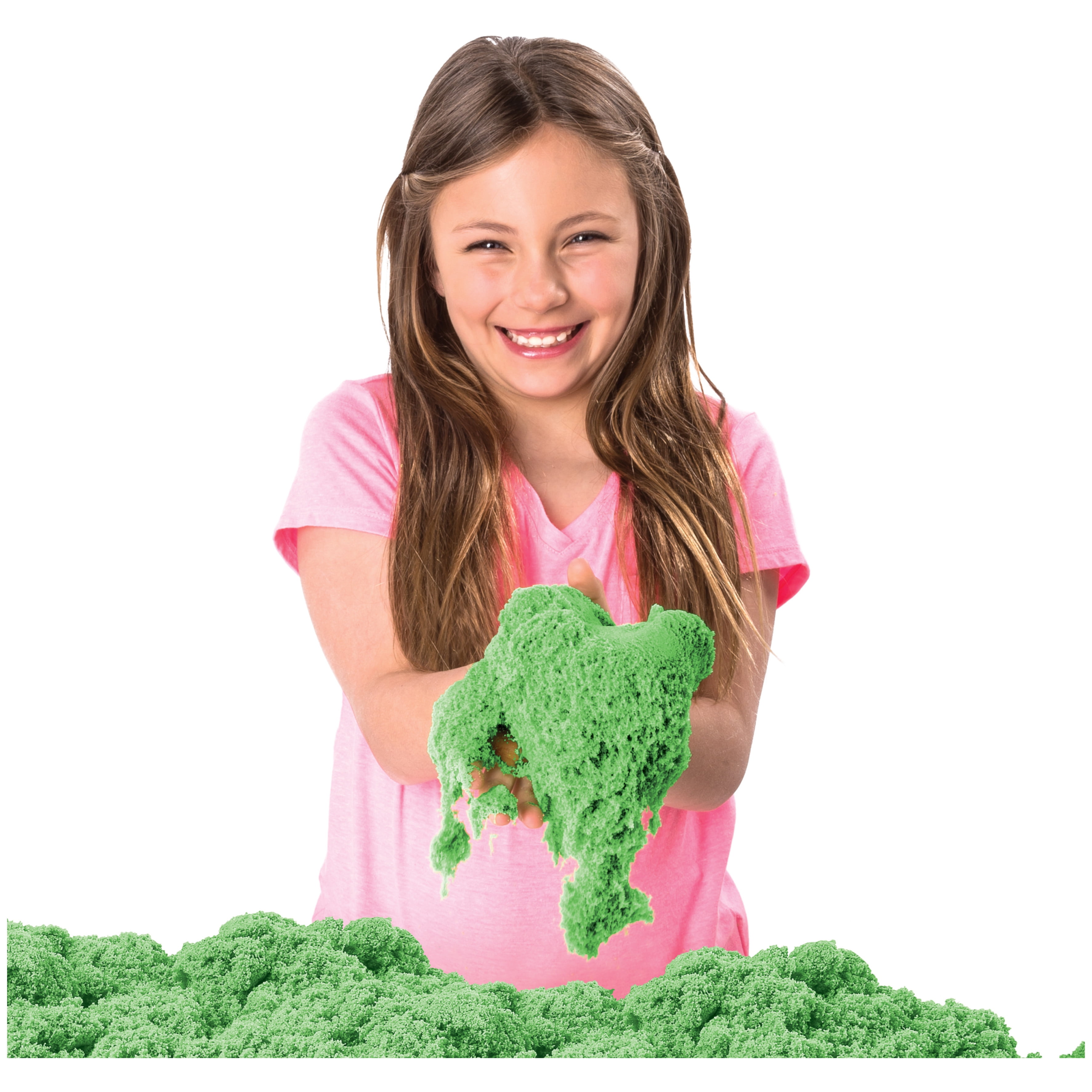 Kinetic Sand, Sandbox Playset with 1lb of Green Kinetic Sand and 3 Molds, for ages 3 and up