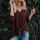thumbnail image 2 of Ichuanyi liquidación moda mujer tocando tímido en v choque sólido camisa de manga sólida camisa ICHUANYI WER202308241386, 2 of 9