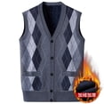 thumbnail image 2 of Men's Knit V-Neck Cardigan Waistcoat Coat Sweater Vest Casual Loose Fit Warm Soft Waffle Knit Loungewear Travel Office Modern Fashion Essential | AESTIVO,Dark Gray XL, 2 of 8