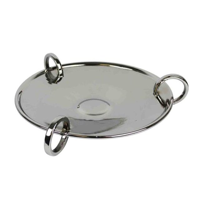Benzara BM152190 Ceramic Bowl with Decorative Three Rings - Silver
