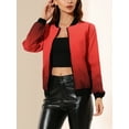 thumbnail image 3 of Allegra K Women Standing Collar Long Sleeve Full Zip up Short Bomber Jacket Red XL, 3 of 6