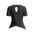 thumbnail image 4 of Rhuody Women Tops Open Back Short Sleeve Tops Loose Fit Athletic Crop Tee Gym Running Yoga Shirt Fashion Womens Clothes Black, 4 of 6
