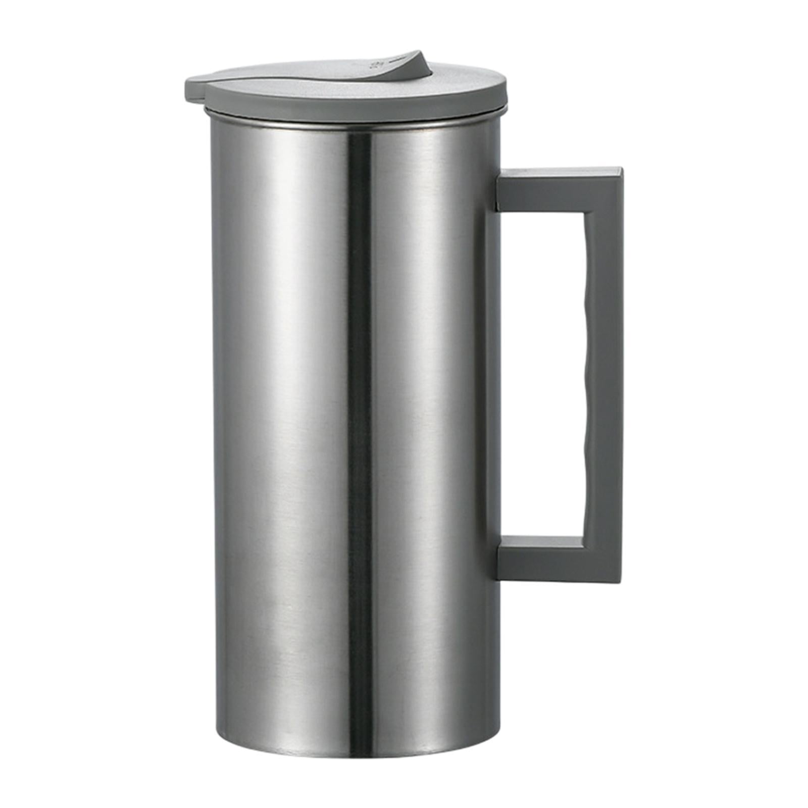Fancyes Stainless Steel Pitcher Carafe 1800 ml Household Tea Kettle Metal Pitcher Water Jug for Gatherings Juice Milk Grey
