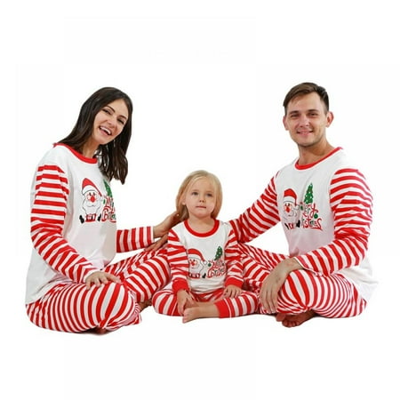 

[Brand Clearance!]Matching Family Pajamas Sets Christmas PJ s Letter Print Top and Plaid Bottom Sleepwear