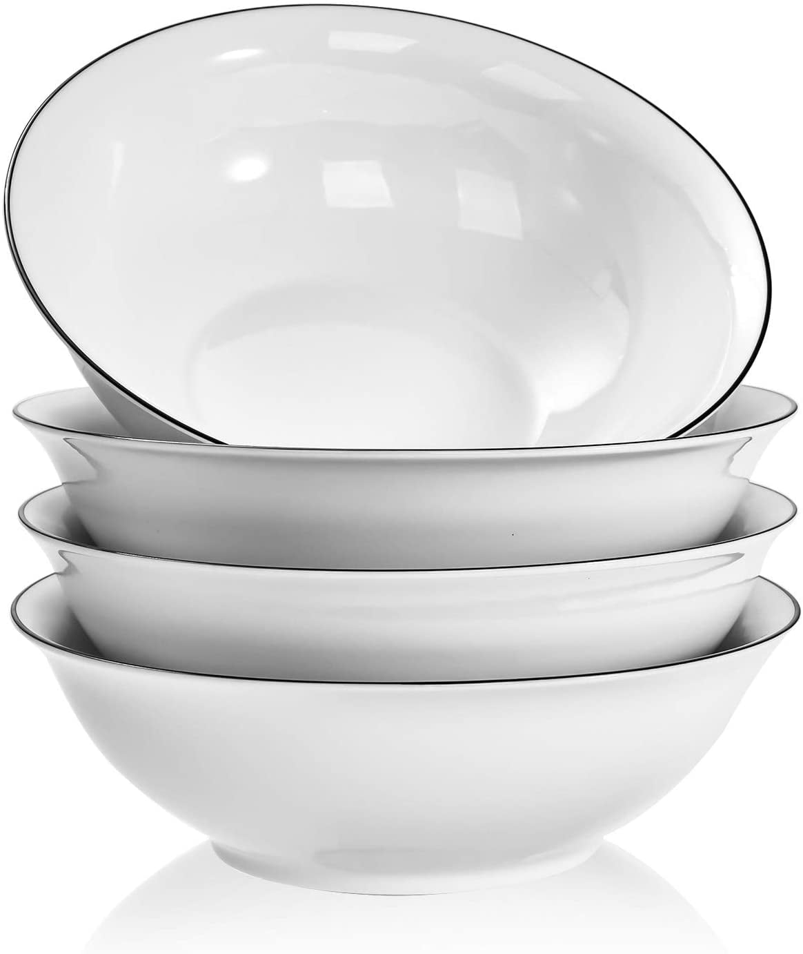 Set of 6 White Kitchen Bowl Salad Plate 12oz Plate Set TGLBT Ceramic Pasta Bowl