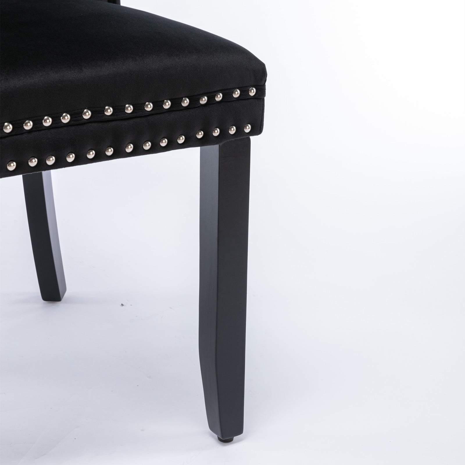 Rhomtree Velvet Button Tufted Dining Side Chairs, Black (Set of 6)