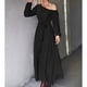 thumbnail image 2 of Vestido De Dama, Con Cinturón, Informal, Con Volantes, Dobladillo, Vestido Largo Para Mujer, Un Hombro, Color Puro, Dobladillo Ancho Para Ir De Compras ANGGREK Otros, 2 of 7