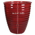 thumbnail image 2 of Looqy Avondale 13" x 13" x 14.38" Red Metal Ribbed Plant Pot with Rust Resistant, 2 of 4