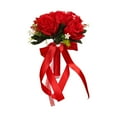 thumbnail image 2 of Haidf Wedding Bouquets for Bride, Artificial Rose Flower Bridal Bouquet with Silk Ribbon for Wedding Proposal Engagement Party Anniversary Church Decorations, Wedding Flowers, 7.9", Red, 2 of 9