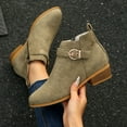 thumbnail image 2 of Wensltd Ankle Boots for Women Low Heel Round Toe Short Booties with Side Zipper Fall Winter Suede Boots, 2 of 9