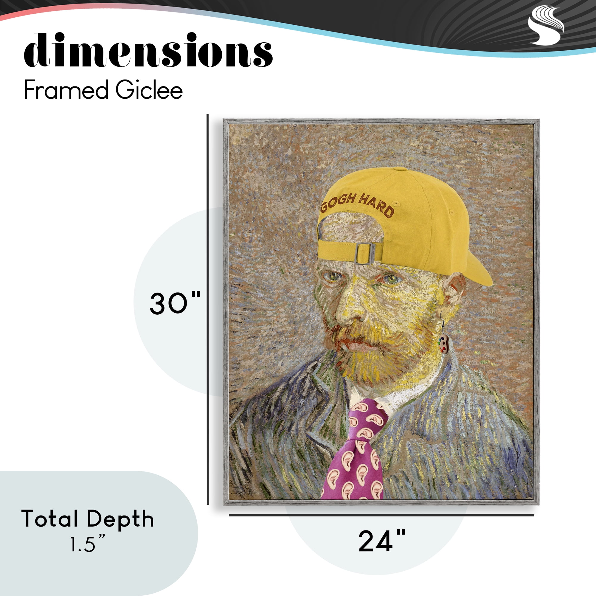 Van Gogh in Yellow hat Gray Framed Giclee Art, design by Masters Redux
