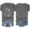 thumbnail image 4 of Camisetas de Verano de Mujer Pequeña Flor Impresa Cuello Redondo Manga Corta Superior, Verano Superior de las Mujeres, 4 of 8