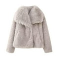 thumbnail image 6 of Qetyuw Faux Fur Coat for Women Winter Long Sleeve Open Front Crop Jacket Casual Warm Chunky Coats Outwear, 6 of 7